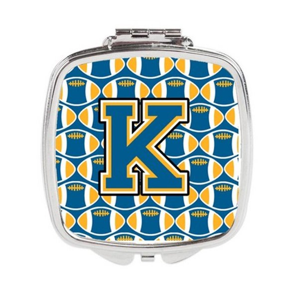 Carolines Treasures Letter K Football Blue and Gold Compact Mirror, 3 x 0.3 x 2.75 in. CJ1077-KSCM